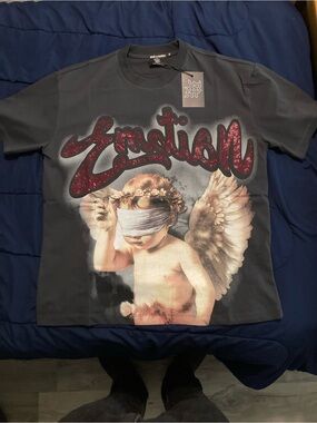 Mens Graphic Angel T-Shirt with Red Script